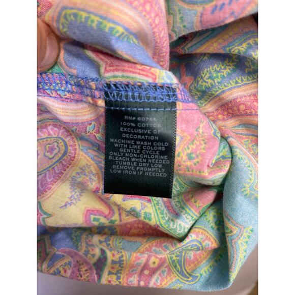 Lauren Ralph Lauren Woman's Colorful Paisley Tunic Button-Down Shirt Boho - Picture 5 of 10